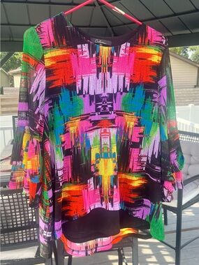 Colorful Abstract Print Women's Top by Calessa